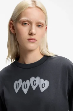 Cotton-jersey T-shirt with heart logo