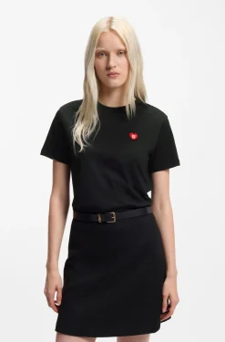Cotton-jersey T-shirt with heart logo