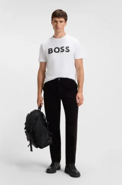 Cotton-jersey T-shirt with large logo print