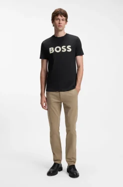 Cotton-jersey T-shirt with large logo print