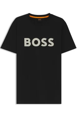 Cotton-jersey T-shirt with large logo print