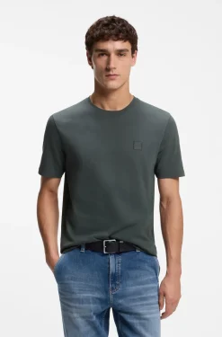 Cotton-jersey T-shirt with logo patch