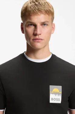 Cotton-jersey T-shirt with logo artwork