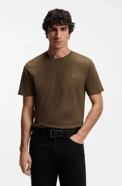 Cotton-jersey T-shirt with logo patch