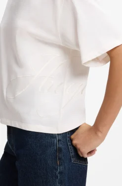 Cotton-jersey T-shirt with oversized logo embroidery