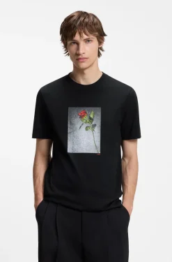 Cotton-jersey T-shirt with printed artwork