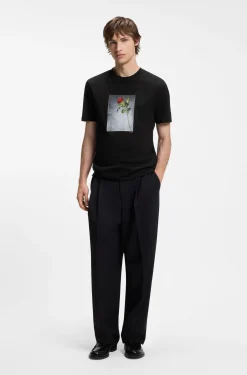 Cotton-jersey T-shirt with printed artwork