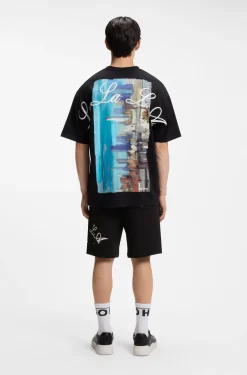 Cotton-jersey T-shirt with printed artwork