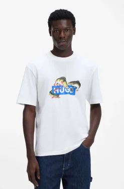 Cotton-jersey T-shirt with printed artwork