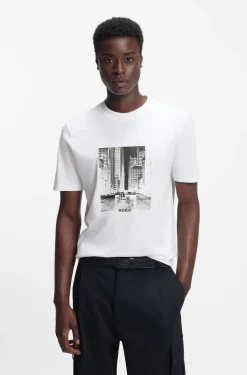 Cotton-jersey T-shirt with printed artwork