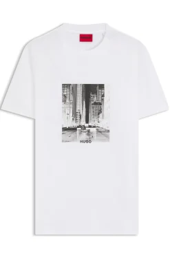 Cotton-jersey T-shirt with printed artwork