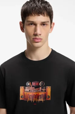 Cotton-jersey T-shirt with printed artwork
