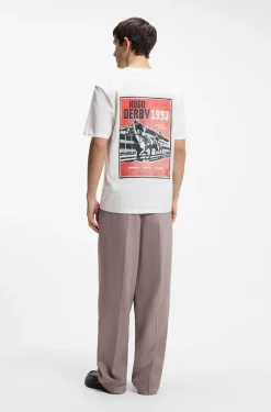Cotton-jersey T-shirt with rear graphic