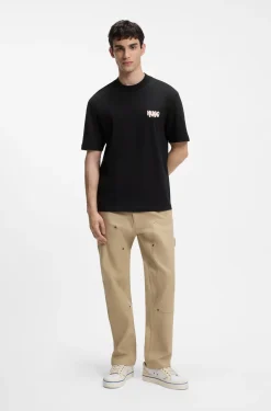 Cotton-jersey T-shirt with rear logo artwork