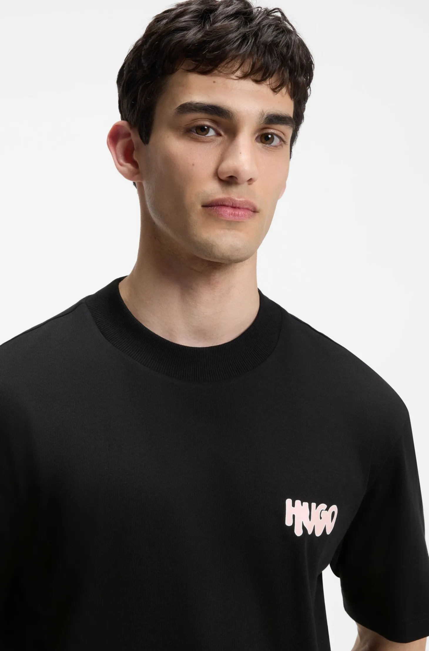 Cotton-jersey T-shirt with rear logo artwork