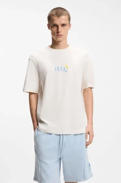 Cotton-jersey T-shirt with rear printed artwork