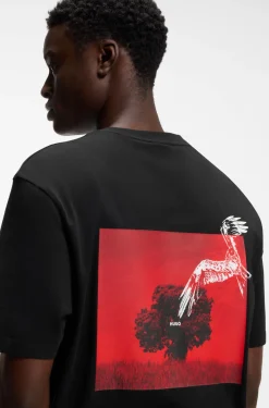 Cotton-jersey T-shirt with rear graphic