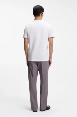 Cotton-jersey T-shirt with signature-stripe cuffs