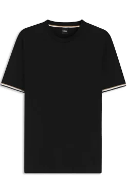 Cotton-jersey T-shirt with signature-stripe cuffs