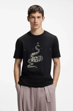 Cotton-jersey T-shirt with spaced-out logo