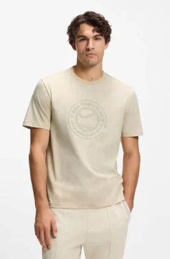 Cotton-jersey T-shirt with tennis-themed artwork