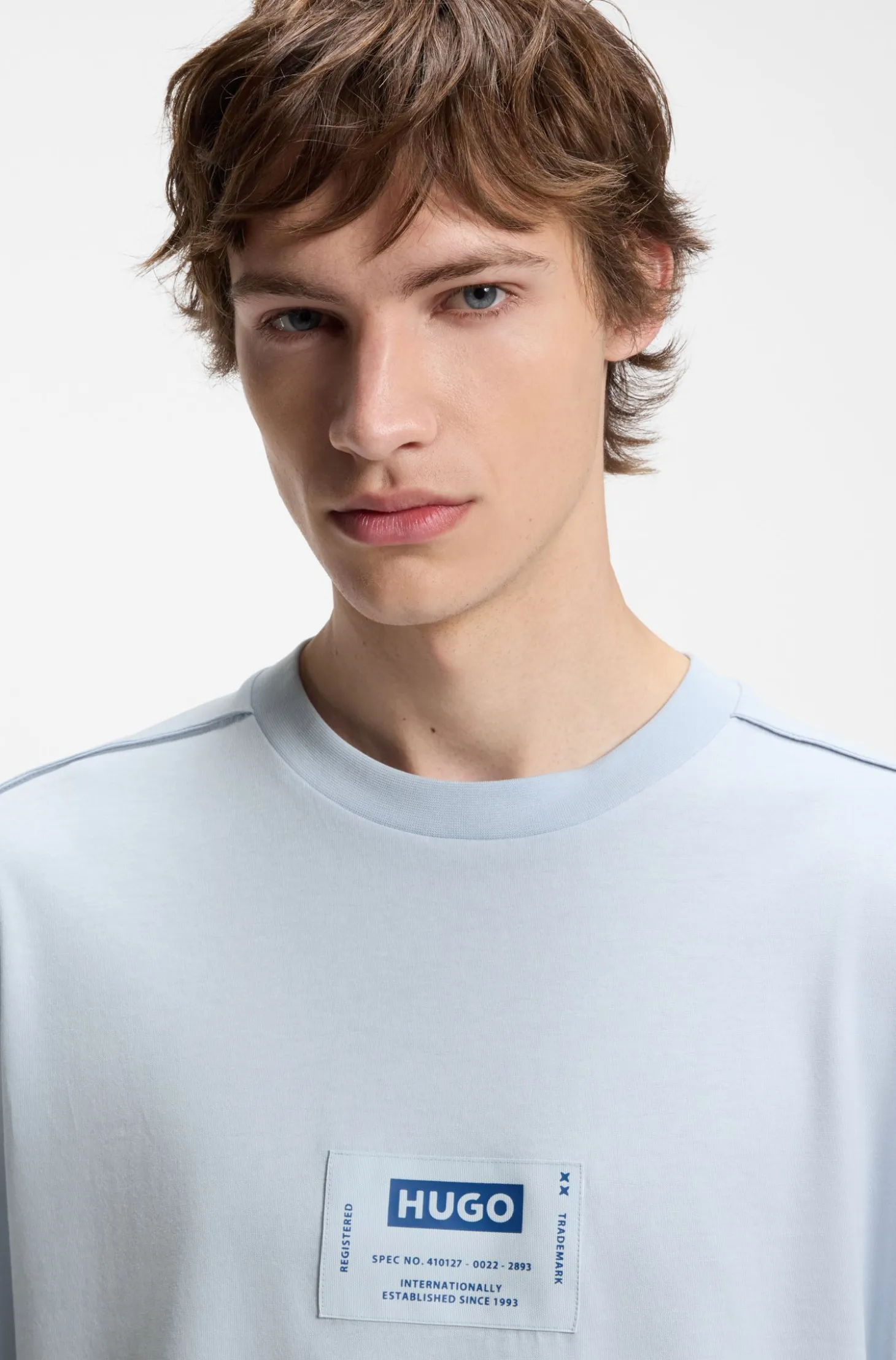 Cotton-jersey T-shirt with workwear logo label