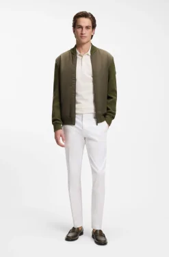 Cotton-knit hybrid jacket with bomber collar