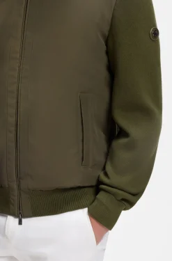Cotton-knit hybrid jacket with bomber collar