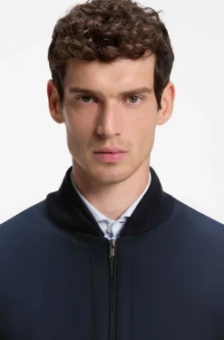 Cotton-knit hybrid jacket with bomber collar