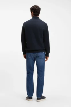 Cotton-knit hybrid jacket with bomber collar