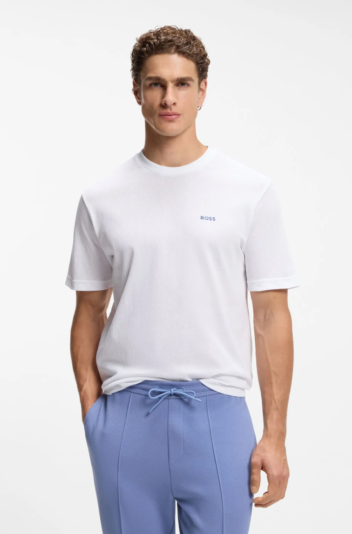 Cotton-mesh T-shirt with embroidered artwork