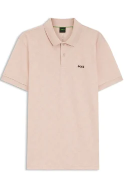 Cotton-piqué polo shirt with all-over print