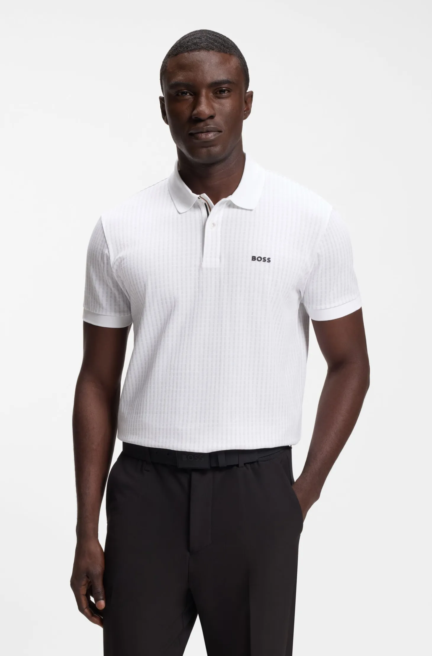 Cotton-piqué polo shirt with all-over print
