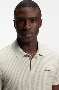 Cotton-piqué polo shirt with all-over print