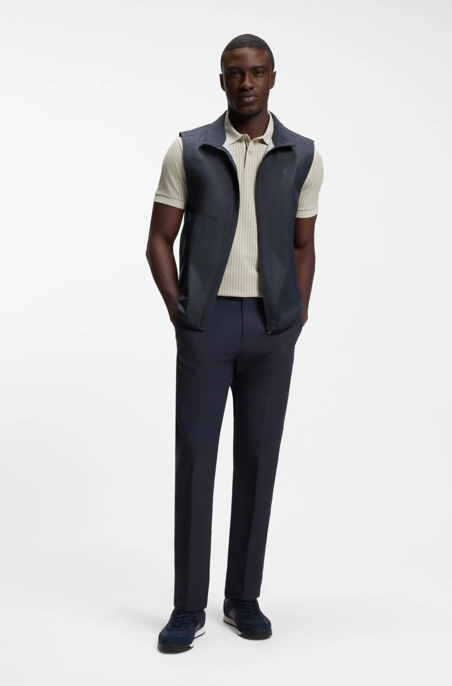Cotton-piqué polo shirt with all-over print