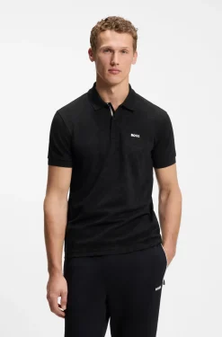 Cotton-piqué polo shirt with all-over print