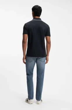 Cotton-piqué polo shirt with contrast collar stripe