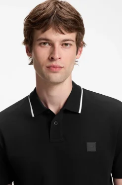 Cotton-piqué polo shirt with contrast collar stripe