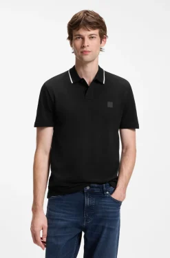 Cotton-piqué polo shirt with contrast collar stripe