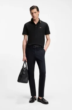 Cotton-piqué polo shirt with contrast tipping