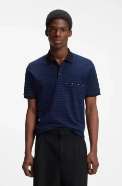 Cotton-piqué polo shirt with horizontal stripe