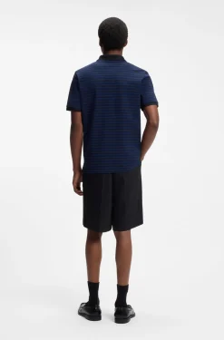 Cotton-piqué polo shirt with horizontal stripe
