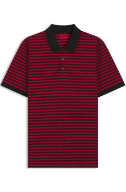 Cotton-piqué polo shirt with horizontal stripe