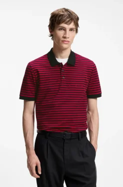 Cotton-piqué polo shirt with horizontal stripe