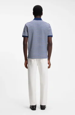 Cotton-piqué polo shirt with horizontal stripe