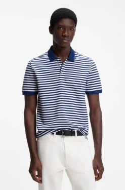 Cotton-piqué polo shirt with horizontal stripe