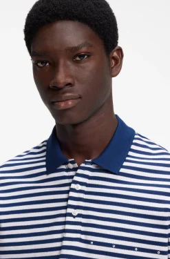 Cotton-piqué polo shirt with horizontal stripe