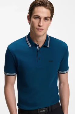 Cotton piqué polo shirt with logo details