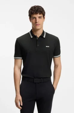 Cotton piqué polo shirt with logo details