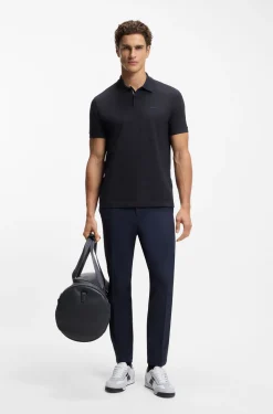 Cotton-piqué polo shirt with printed pattern
